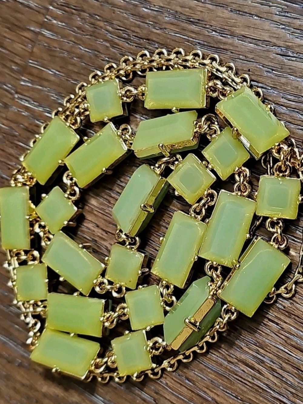 40" Long Signed Kate Spade Necklace - With Gold And Green Stones